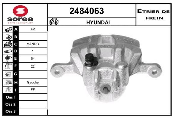 Étrier de frein pour réparation train avant Hyundai i20 1.2 et 1.4 essence