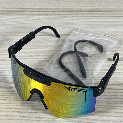 Pit Viper Shield Sunglasses Black Speckled Frame Orange Mirror Lens