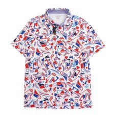 Camisa Polo Good Para Hombre Mediana Proud & True Blanca Roja Azul Estampado Gráfico