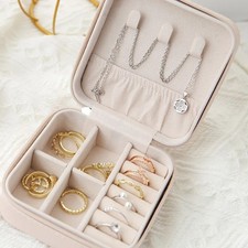 Small Portable Jewellery Box | Leather Travel Organiser Case | UK