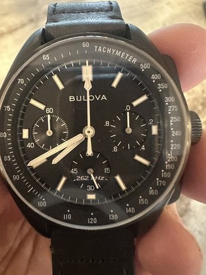 Bulova 98A186 Lunar Pilot Chronograph Men's Watch - Black with black band 