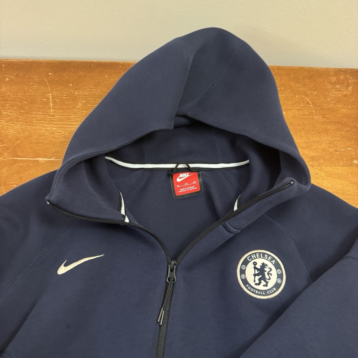 Chelsea FC Jacket Mens 3XL Blue Fleece Windrunner Full Zip Hoodie