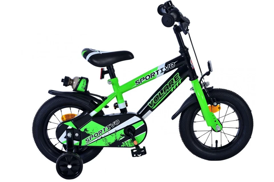 Volare Sportivo Kinderfahrrad für Jungen - 12 Zoll in Grün Schwarz für Kinder vo
