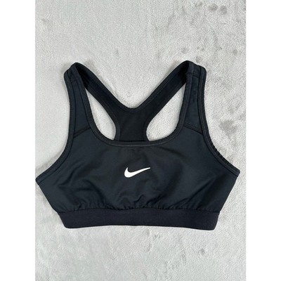 Nike Dri-FIT Swoosh Medium Support Racerback Sports Bra Black Size M