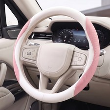 Cute Perforated Pu Steering Wheel Cover 14.515 Antislip Oshape For Women