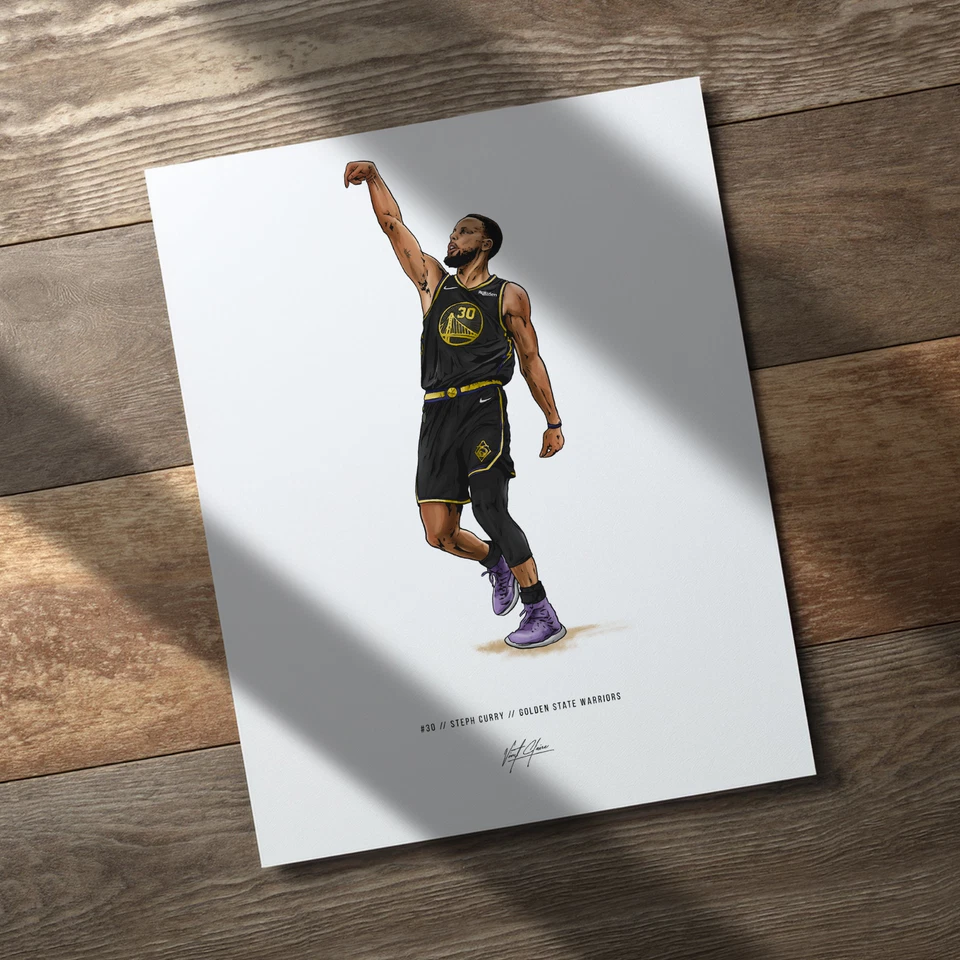Pôster Stephen Curry v2 Golden State Warriors basquete impressão 8x10 - Imagem 3 de 4