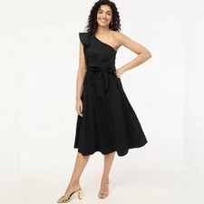 J Crew Factory NWT One Shoulder Midi Dress Size 4 in Black