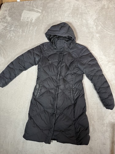 The North Face Women’s Full Zip Coat Black Logo Pockets Hooded Long Down M
