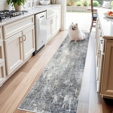 2x8 Washable Non-Slip Hallway Runner Rug 2' x 8' Rectangular , Blue Gray