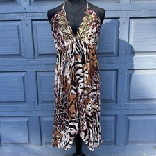 Animal Print Dress Women’s Size XS/S Strapless Tie Around Neck!