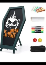 Coffin Chalkboard, Three Legged Stand-up Chalk Board for Desk, Magnetic Chalk...