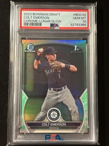 PSA 10 COLT EMERSON 1st 2023 Bowman Chrome LUNAR GLOW REFRACTOR RC GEM MINT