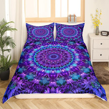 Bohemian Mandala Comforter Cover Queen Size for Kids Children Tie Dye Spiral Duv