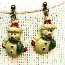 Christmas Snowman Dangle Earrings