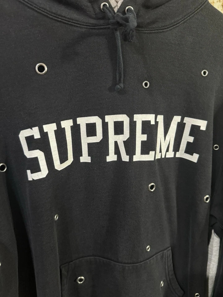 Supreme black eyelet hoodie Classic Comfortable Zip-Up Hooded For - Main Image