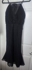 Ecru Lab Black Lace Midi Dress Women Size S Sleeveless Fit & Flare Preowned
