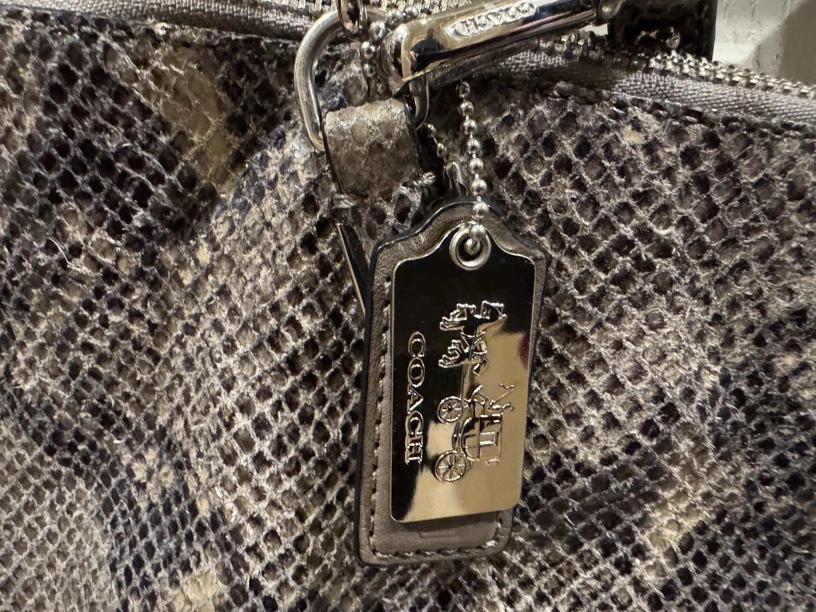 Coach Madison Embossed Python Kelsey Satchel Cros… - image 9