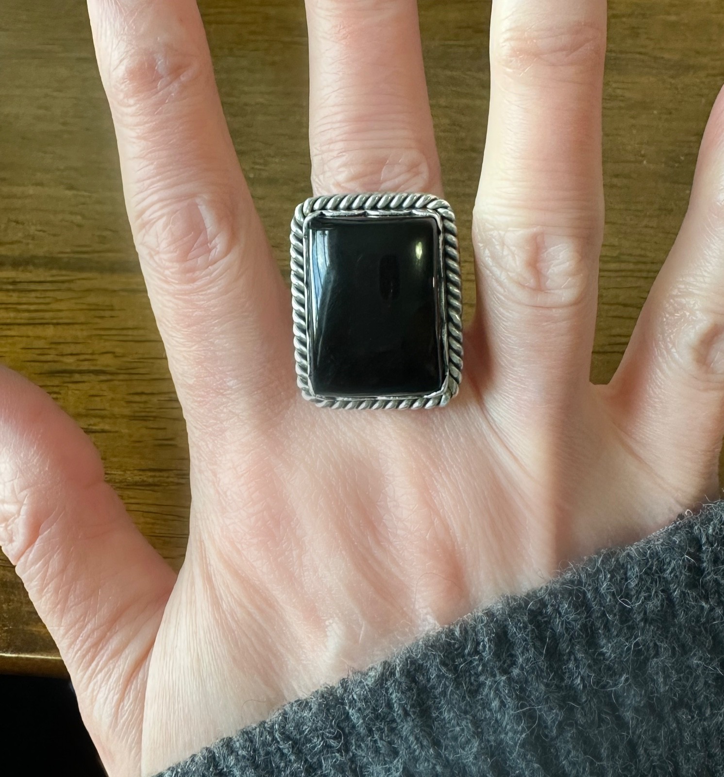 Foxlark Sterling Silver Large Rectangular Onyx St… - image 1