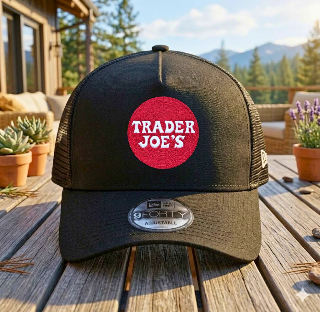 Trader Joe's Embroidered Trucker Hat Mesh Snapback Adjustable Cap