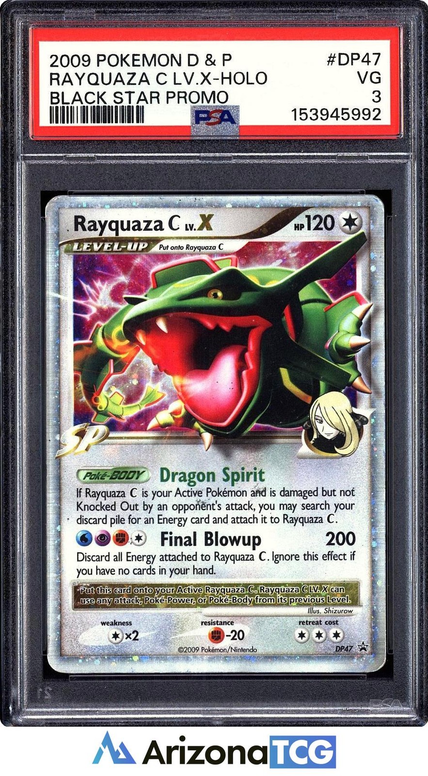 Pokemon 2009 Rayquaza C Lv.X DP47 Holo Black Star Promo PSA 3