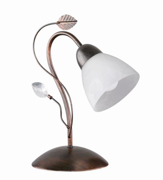Tischleuchte Glas Blendarm Metall Rost Antik 32 Cm E14 Schlafzimmer Lampe Floral-image