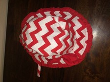 New Baby Girl Red  White Chevron Bucket Hat Unbranded w/Chin Strap One Size
