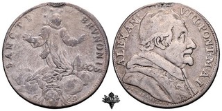 STATO PONTIFICIO Roma Testone 1689 RARO Papa Alessandro VIII ARGENTO