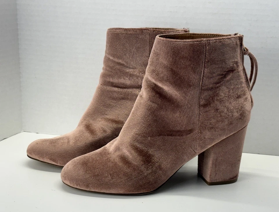 Steve Madden Mujer Talla 10M CYNTHIAV Rosa Terciopelo Botín Rubor Tacón Bloque Foto 3 de 4