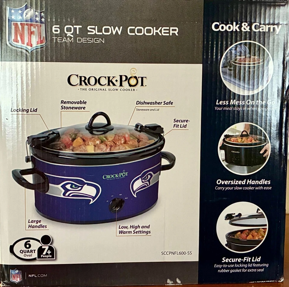 SEATTLE SEAHAWKS 🏈 NFL CROCK-POT / 6 QT /SEE ALL PHOTOS-BRAND NEW SEALED BOX!! - Image 3 of 4