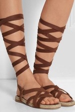 Miu Miu Sandals Wrap Around Vintage Sz41 Suede 1499