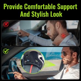 Pair Seat Headrest Neck Cushion BK CFL Rod Dia 10mm Space 150mm For Mazda 3/6 PU