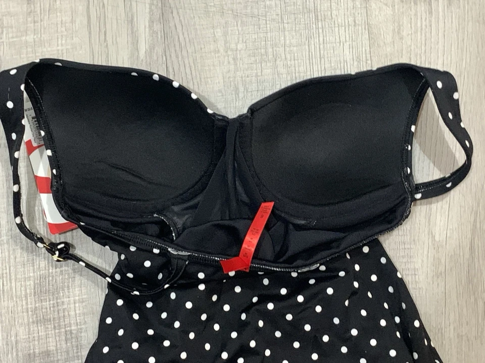 Spanx black/white polka dot one-piece swimsuit women sz 6 nwt SNUG FIT - Image 2 of 4