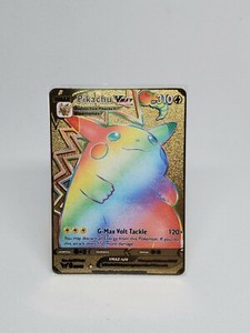 POKEMON RAINBOW PIKACHU VMAX GOLD METAL CARD | eBay