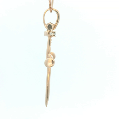 14K Solid Rose Gold Diamond Nail Cross Charm Pendent 24X12mm 0.05CTW - Picture 4 of 4