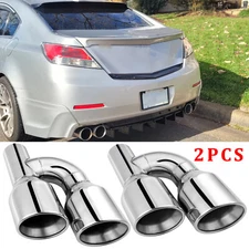 Pair 2.5" In Quad 4" Out Dual Wall Exhaust Tips Slant Cut For Acura TL 2004-08