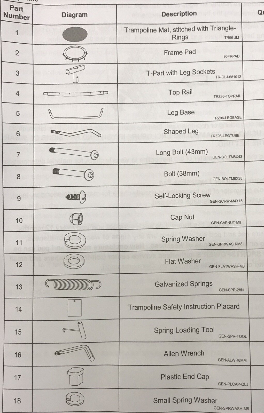 NEW PARTS for Sportspower 8 Ft Trampoline (4pole) Zleg Model ARGOS ASDA VERY eBay