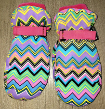 girls COLORFUL MITTENS gloves NICE CAPS youth size FLEECE LINED SUPER 