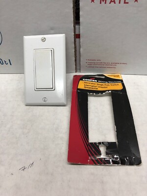 NEW Qty 1 Cooper Single Pole Decorative Rocker Switch Metal Strap Ivory ...