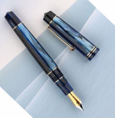 Majohn M800 Acryl Füllfederhalter Blau, Bock Fine Nib Luxusstift Goldclip,