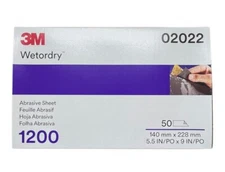 3M Wetordry Abrasive Sandpaper Sheet (02022, 2022), 1200 Grit, 50 Count