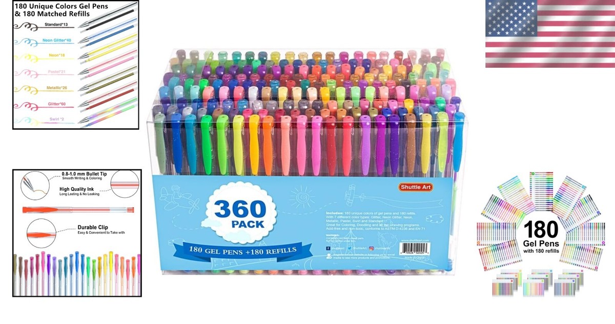 ZenZoi Gel Ink Pens Set - 48 Colors Quick-Dry Artist Pens For Adult Coloring & Art