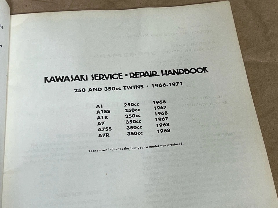 Clymer M352 66-71 Kawasaki A1 A1SS A1R A7SS A7 A7R 250 350 gemelos servicio de tienda Ma Foto 2 de 4