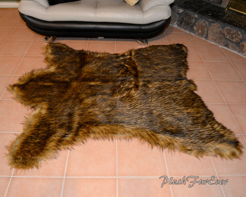 Alfombra pesada gruesa de piel de oso pardo de 5' x 6' mejor diseño de oso nuevo diseño de felpa Foto 3 de 3