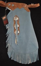 Custom Made Leather Kid's Chinks/Blue Chaps/7/8/Quick Ship Made in USA