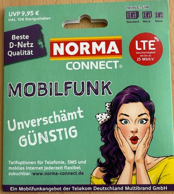 Prepaid SIM Karte mit Premium- Nummer - Norma NEU inkl. 10   016092150690