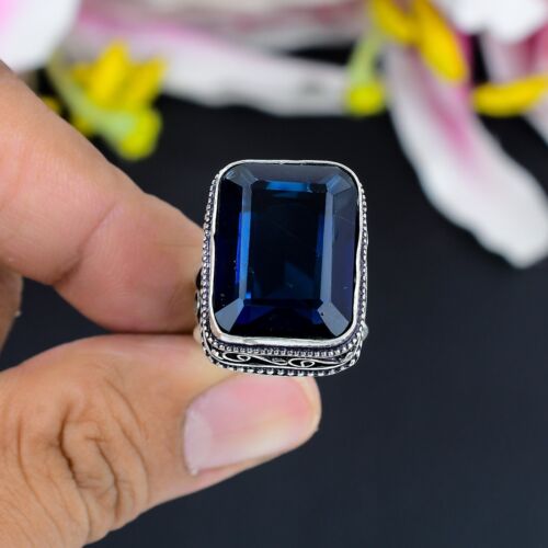 London Blautopas Edelstein Vintage Schmuck 925 Sterling Silber Böhmischer Ring - Bild 2 von 4