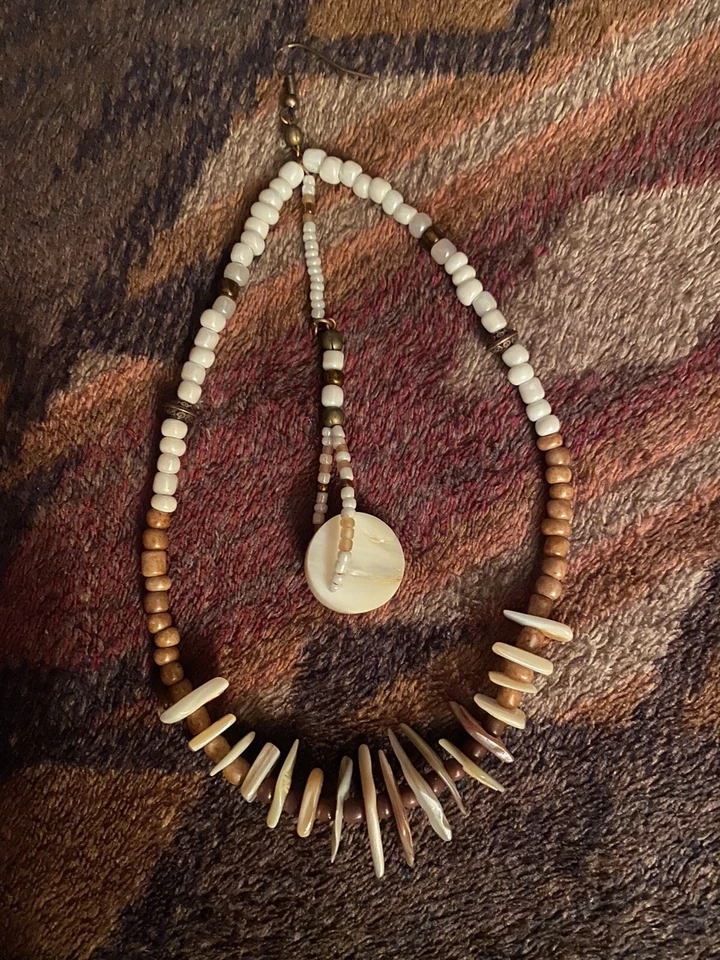 Aro gota lágrima bohemio cuentas pendientes madreperla astilla tribal étnico regalo Foto 3 de 4