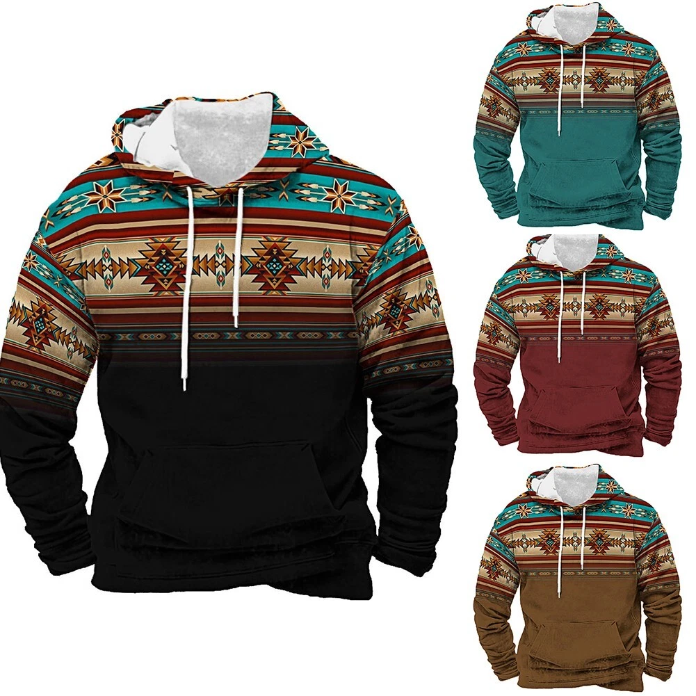Sweat shirt homme imprim ethnique motif azt que d contract coupe