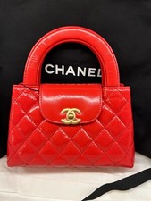 New 25C Chanel Kelly Nano Red Calfskin Top Handle Shopping Bag GHW Handbag