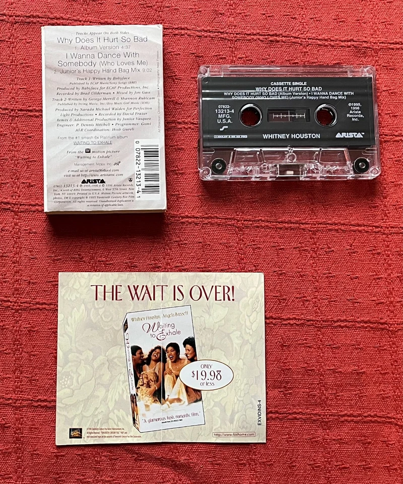 WHITNEY HOUSTON-RARE US CASSETTE SINGLE IN CARD SLEEVE-WHY DOES IT HURT SO BAD - Imagem 2 de 4